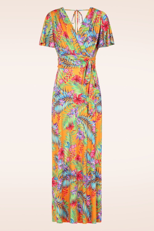 Vintage Chic for Topvintage - Malia Tropical maxi jurk in wit en fuchsia 