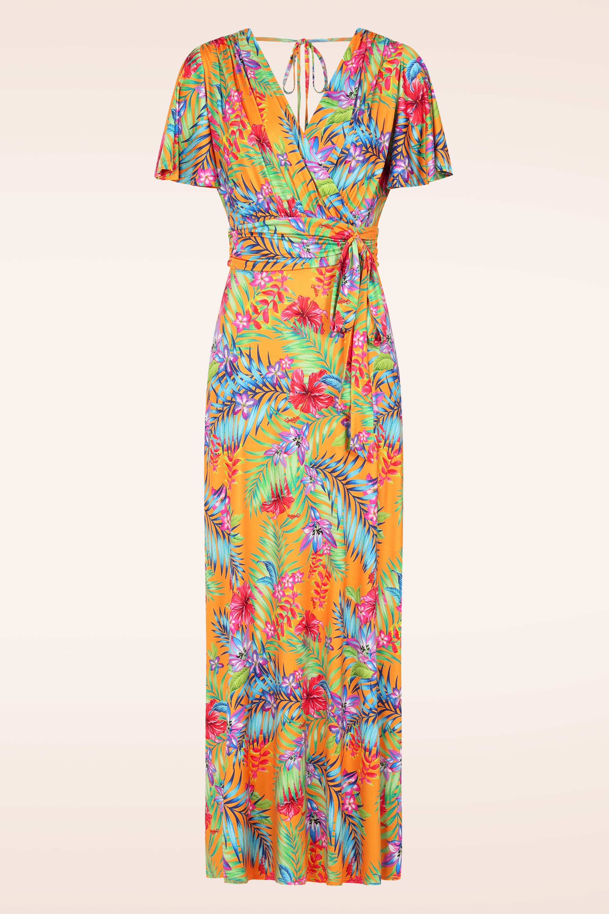Vintage Chic for Topvintage - Topvintage exclusive ~ Malia Tropical maxi jurk in geel en multi