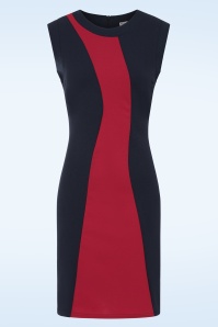 Vintage Chic for Topvintage - Topvintage exclusive ~ Daphne Mod jurk in navy en rood