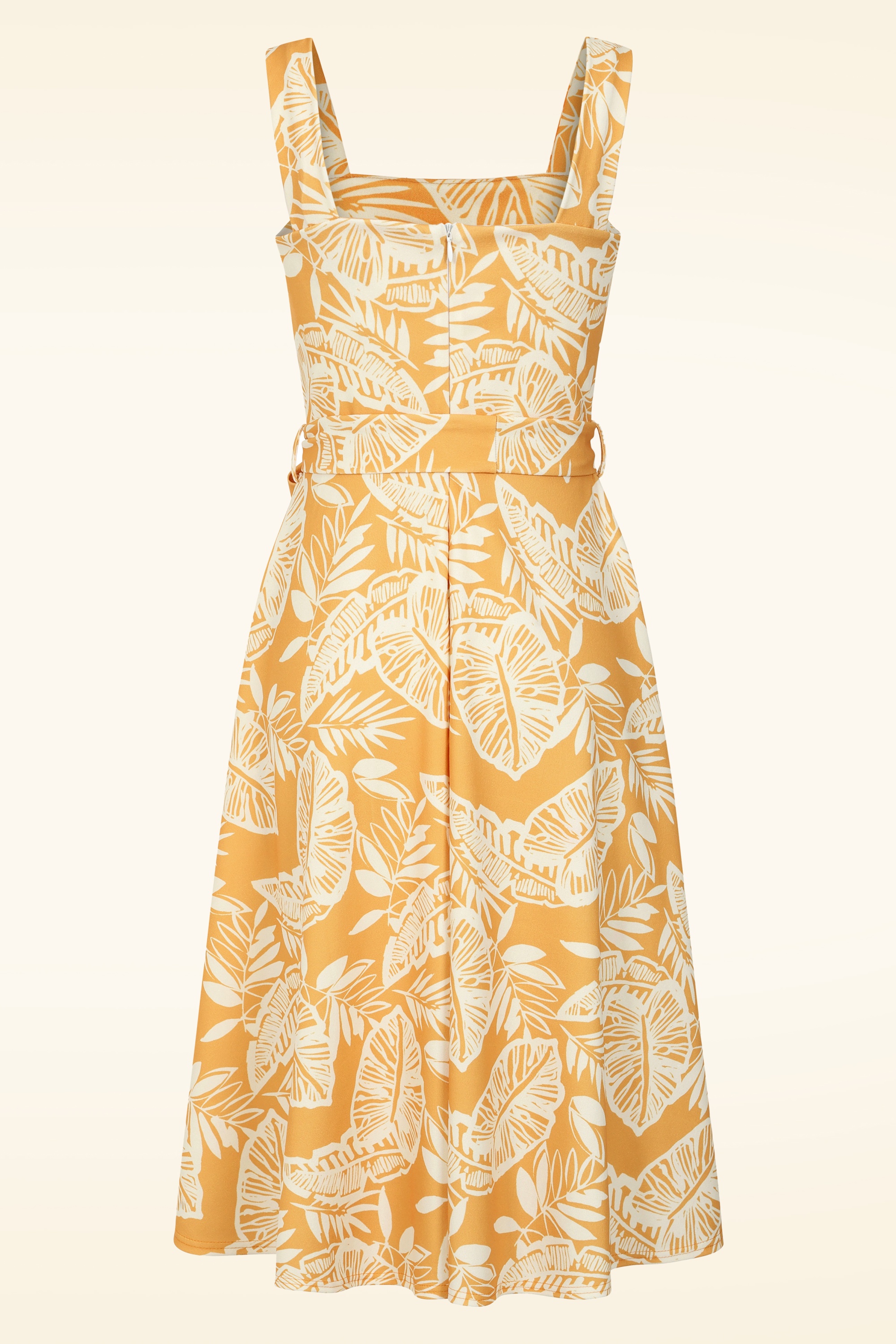 Vintage Chic for Topvintage - Topvintage exclusive ~ Kiana Tropical swing jurk in mosterdgeel 3