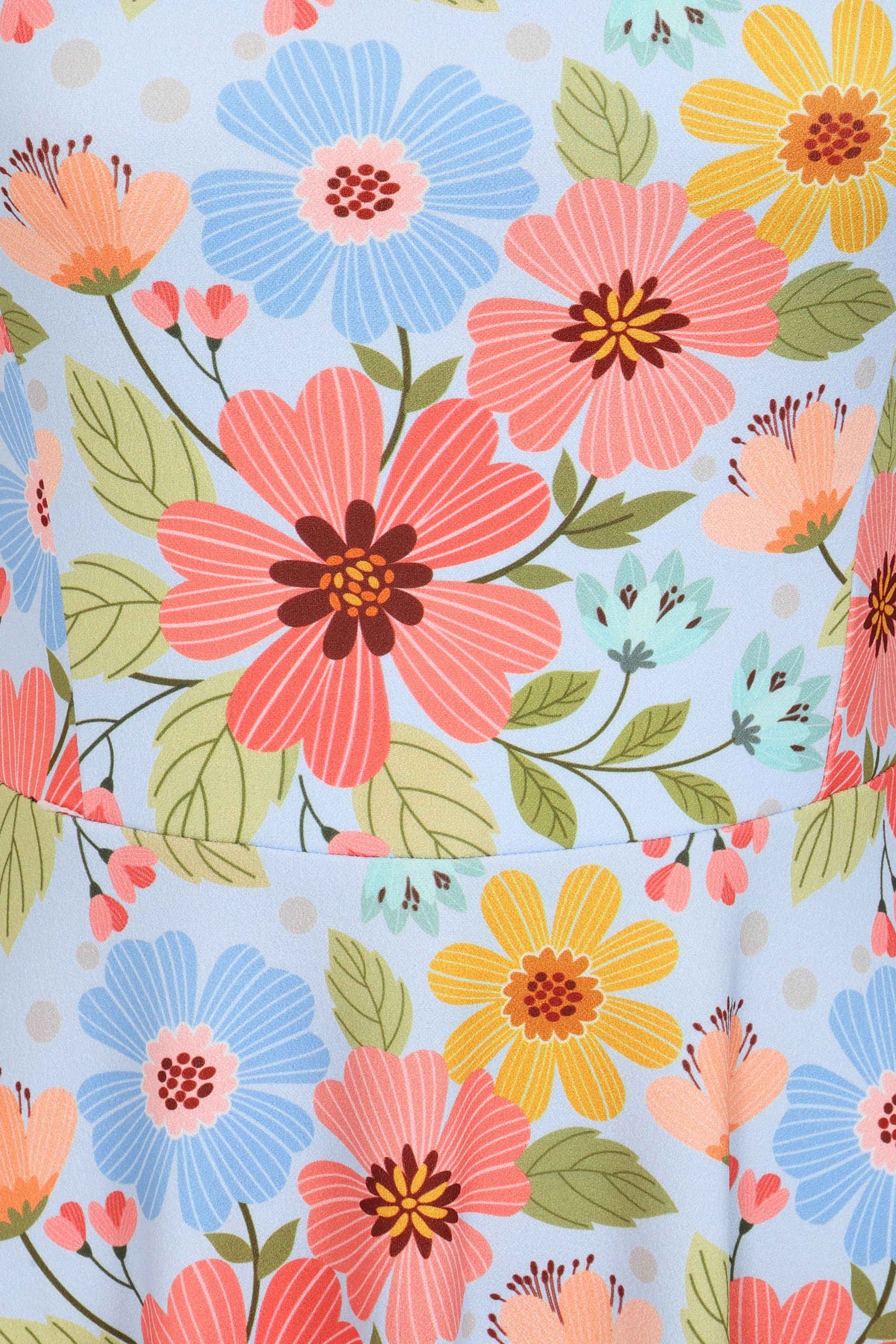 Vintage Chic for Topvintage - Topvintage Exclusive ~ Cindi Pink Floral swing jurk in luchtblauw 2