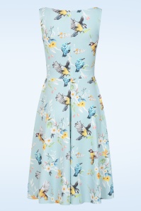 Vintage Chic for Topvintage - Topvintage Exclusive ~ Cindi Spring Birds swing jurk in lichtblauw 3