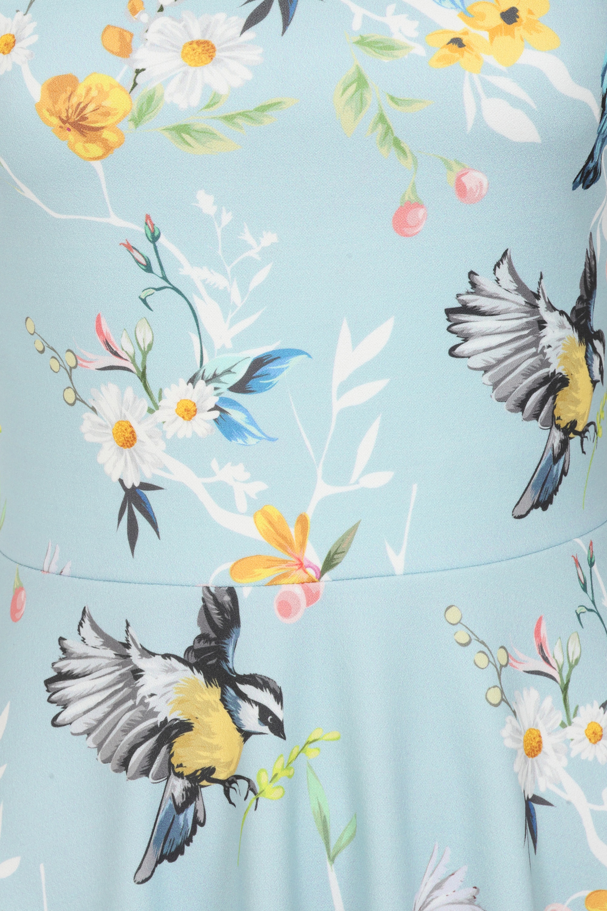 Vintage Chic for Topvintage - Topvintage Exclusive ~ Cindi Spring Birds swing jurk in lichtblauw 2