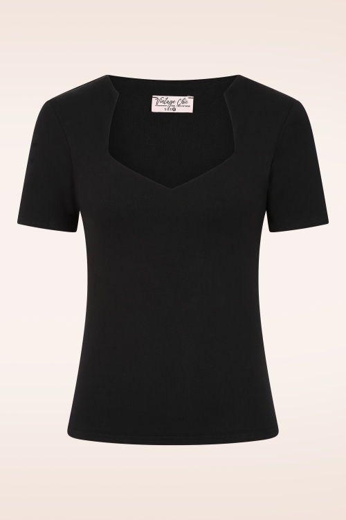 Vintage Chic for Topvintage - Topvintage exclusive ~ Aurora Diamond Neck top in zwart