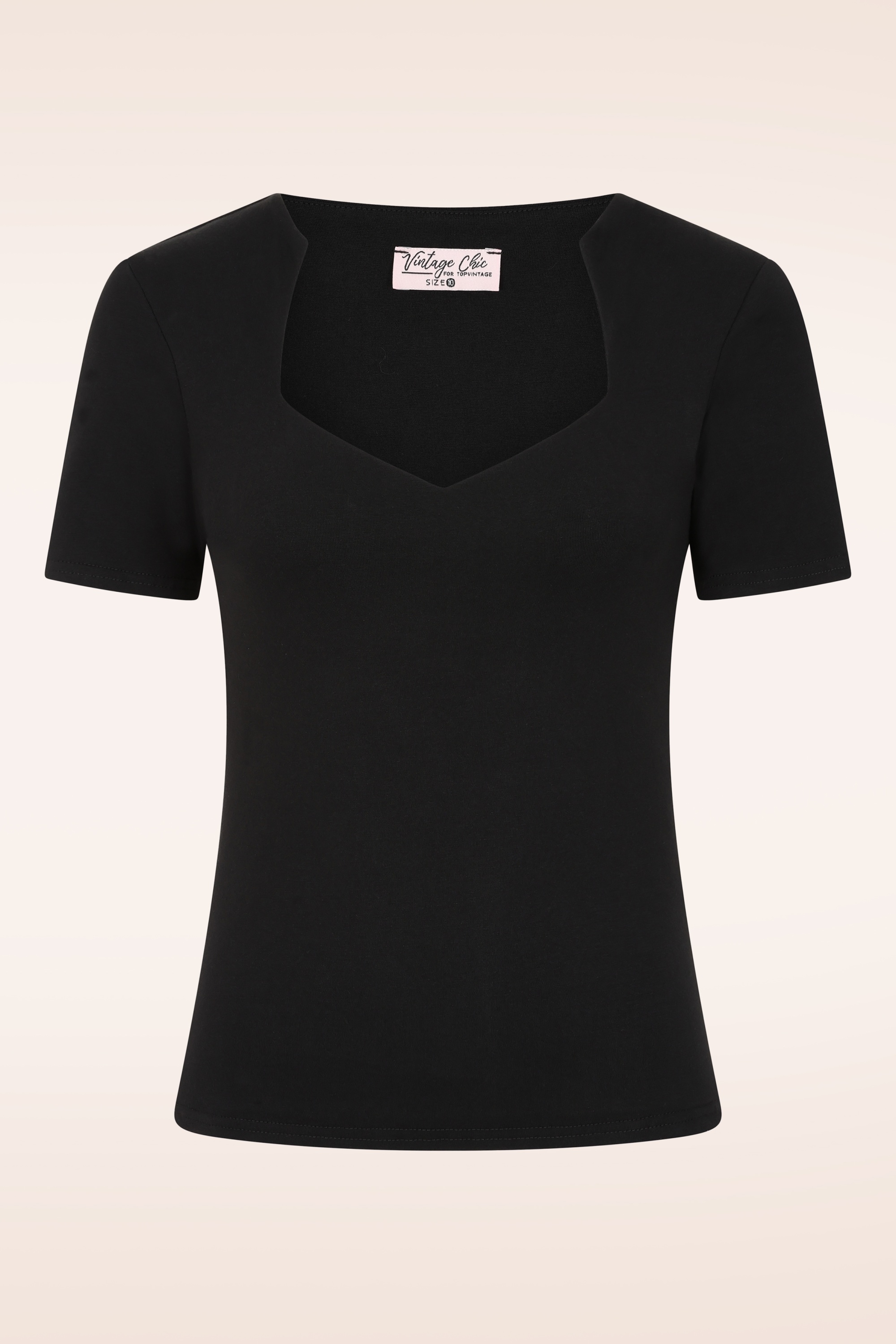 Vintage Chic for Topvintage - Topvintage exclusive ~ Aurora Diamond Neck top in zwart