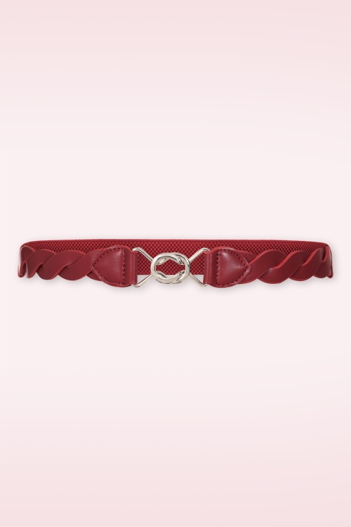 Banned Retro - Audrey stretch riem in bordeauxrood