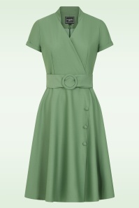 Glamour Bunny Business Babe - Topvintage exclusive ~ Nancy a-lijn jurk in meadow groen 2