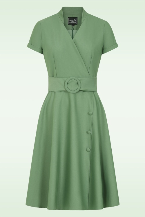 Glamour Bunny Business Babe - Topvintage exclusive ~ Nancy a-lijn jurk in meadow groen 2