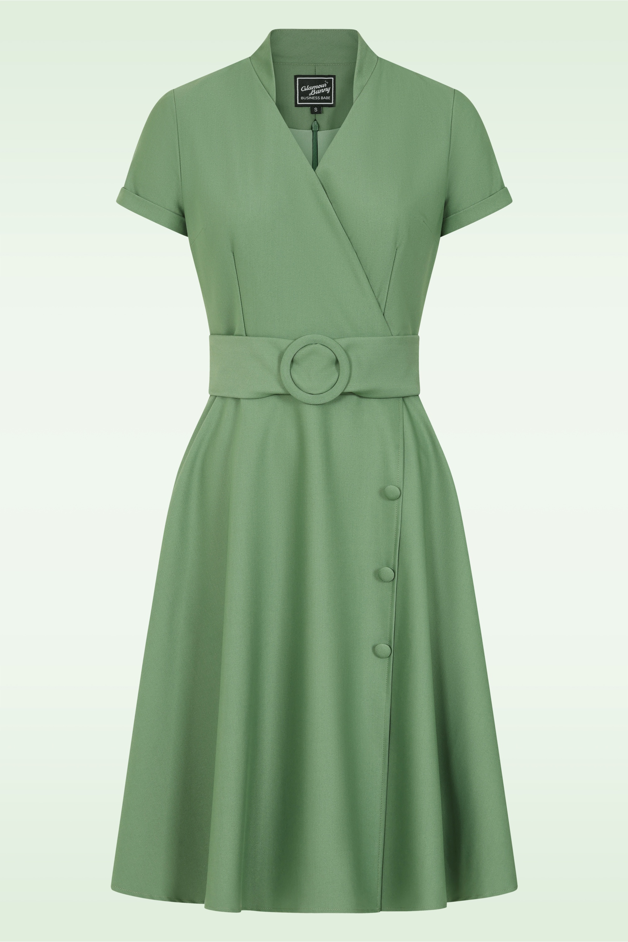 Glamour Bunny Business Babe - Topvintage exclusive ~ Nancy a-lijn jurk in meadow groen 2