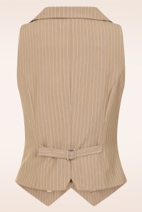 Glamour Bunny Business Babe - Topvintage exclusive ~ Willow Pinstripes gilet in latte 4
