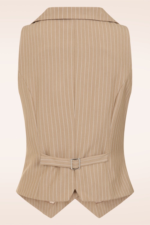 Glamour Bunny Business Babe - Topvintage exclusive ~ Willow Pinstripes gilet in latte 4