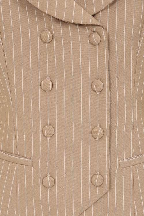 Glamour Bunny Business Babe - Topvintage exclusive ~ Willow Pinstripes gilet in latte 3