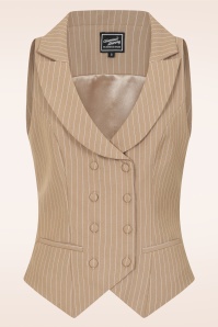Glamour Bunny Business Babe - Topvintage exclusive ~ Willow Pinstripes gilet in latte 2