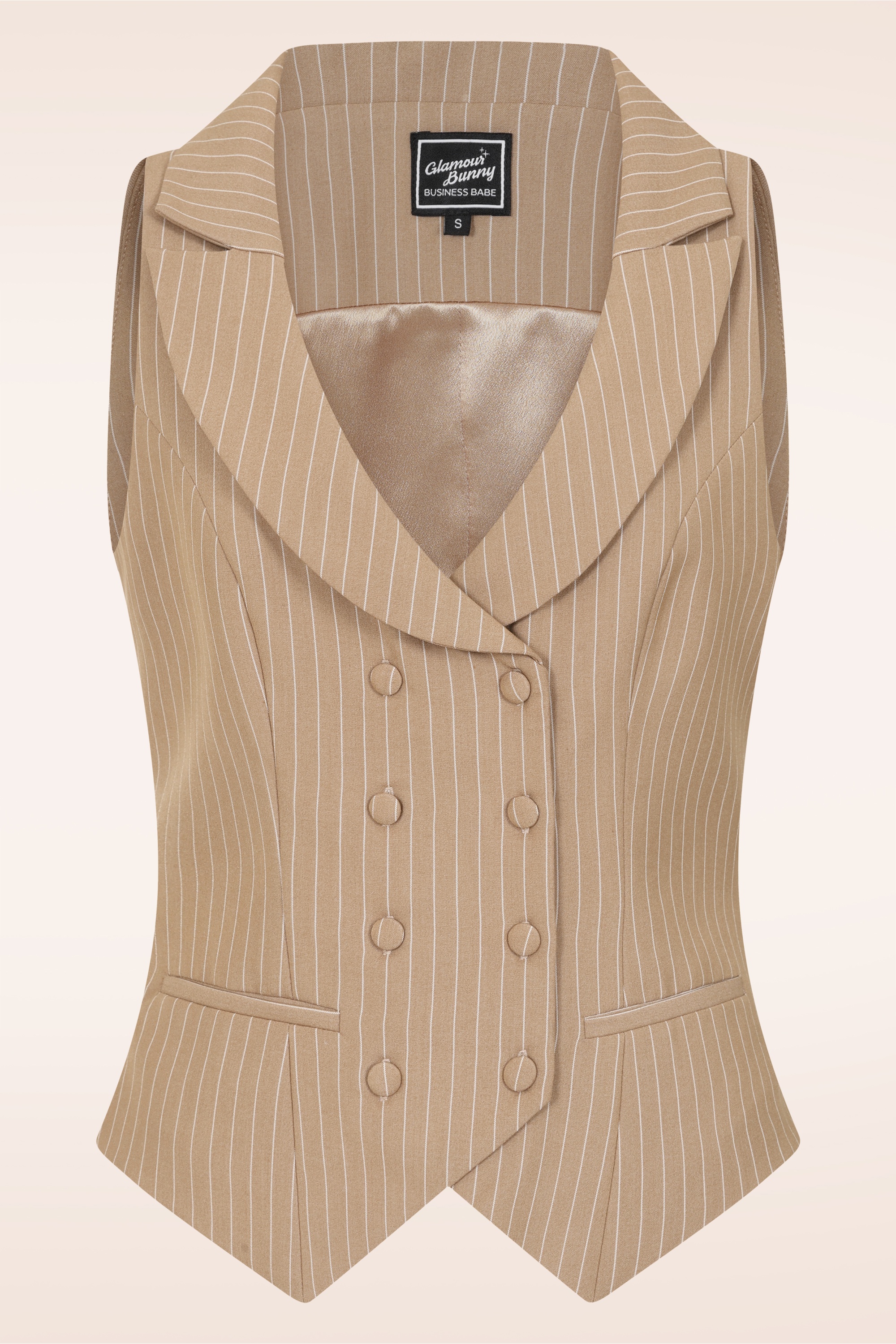 Glamour Bunny Business Babe - Topvintage exclusive ~ Willow Pinstripes gilet in latte 2