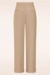 Glamour Bunny Business Babe - Topvintage exclusive ~ Dakota Pinstripe pantalon in latte 4