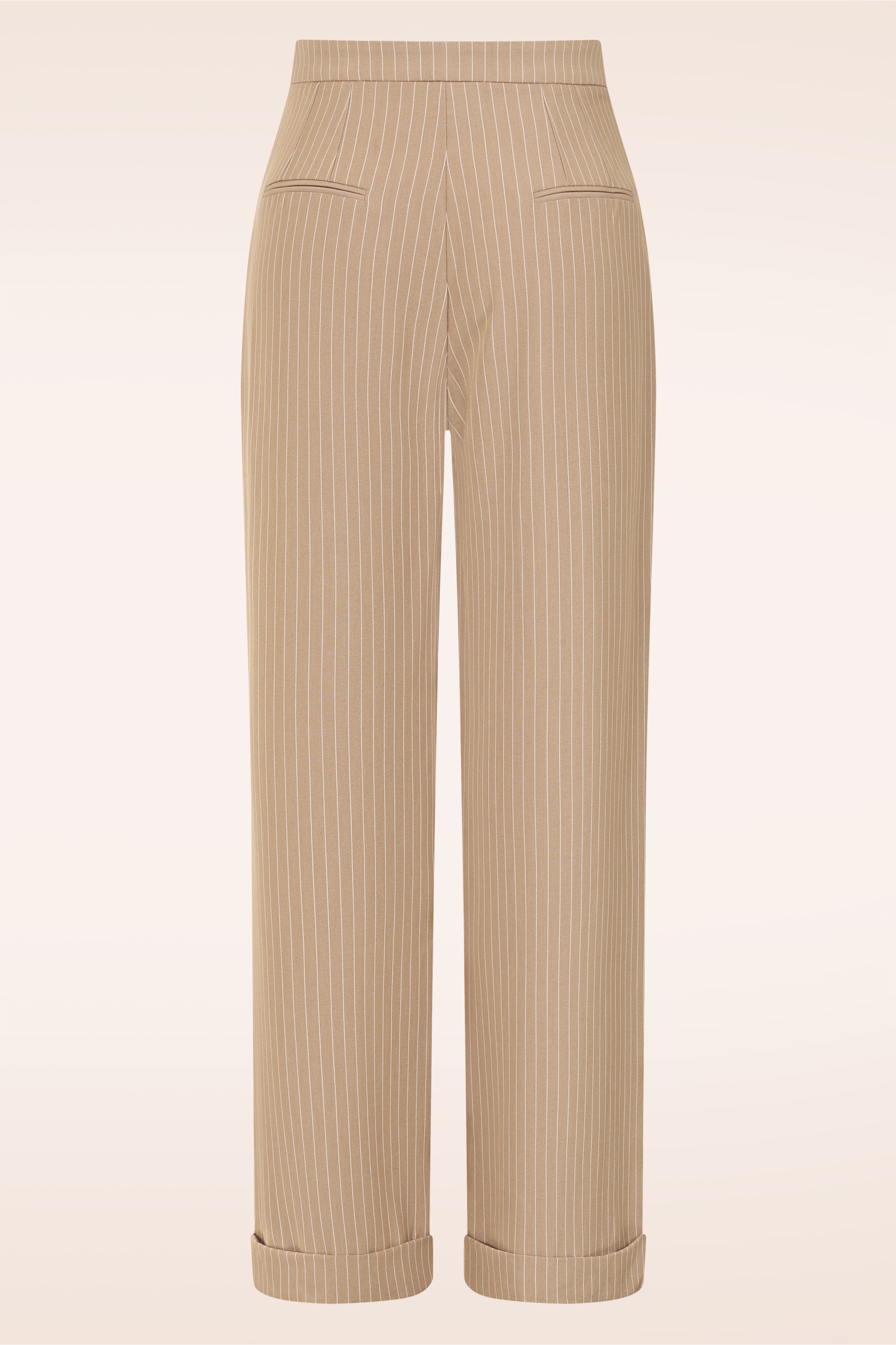 Glamour Bunny Business Babe - Topvintage exclusive ~ Dakota Pinstripe pantalon in latte 4