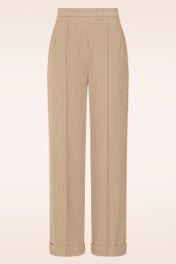 Glamour Bunny Business Babe - Topvintage exclusive ~ Dakota Pinstripe pantalon in latte 2