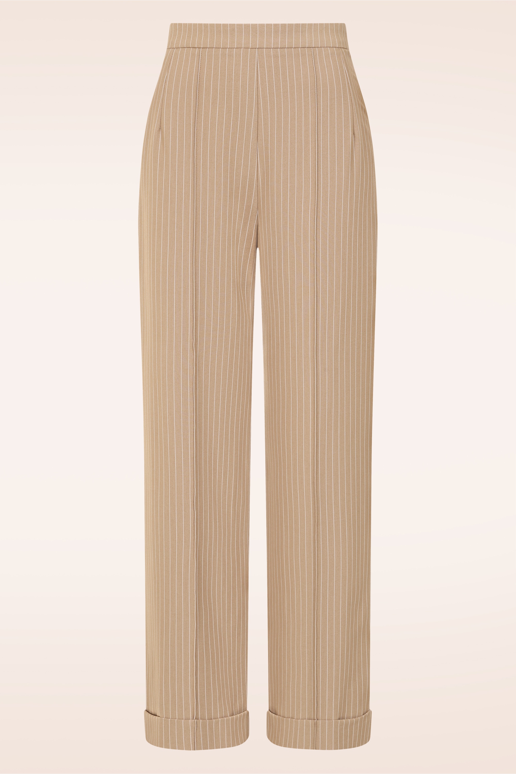 Glamour Bunny Business Babe - Topvintage exclusive ~ Dakota Pinstripe pantalon in latte 2