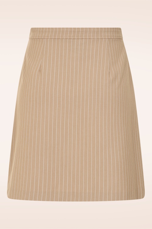 Glamour Bunny Business Babe - Topvintage exclusive ~ Nicky Pinstripe rok in latte 4