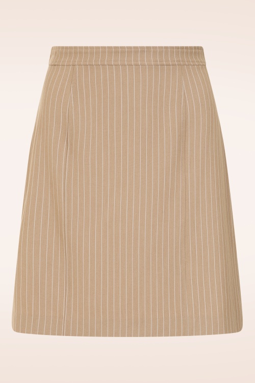Glamour Bunny Business Babe - Topvintage exclusive ~ Nicky Pinstripe rok in latte 2