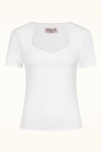 Vintage Chic for Topvintage - Topvintage exclusive ~ Aurora Diamond Neck top in wit