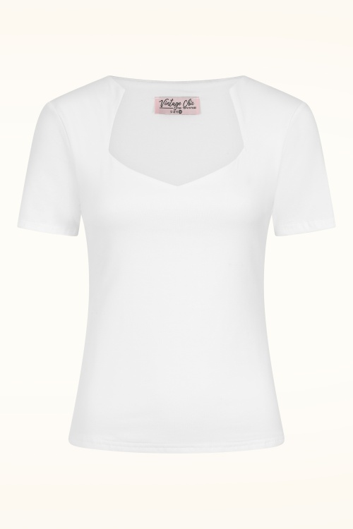 Vintage Chic for Topvintage - Topvintage exclusive ~ Aurora Diamond Neck top in wit