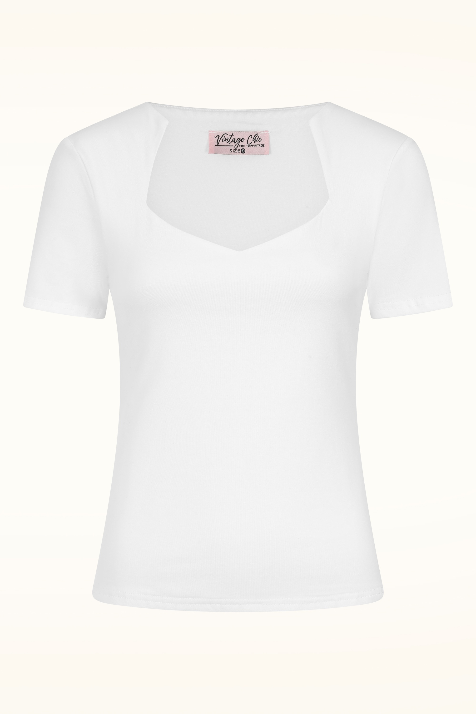 Vintage Chic for Topvintage - Topvintage exclusive ~ Aurora Diamond Neck top in wit