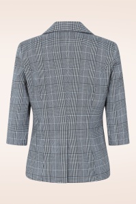 Glamour Bunny Business Babe - Topvintage exclusive ~ Alexis Check blazer in zwart en wit 4