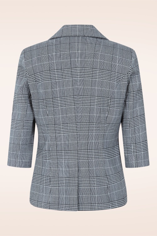 Glamour Bunny Business Babe - Topvintage exclusive ~ Alexis Check blazer in zwart en wit 4