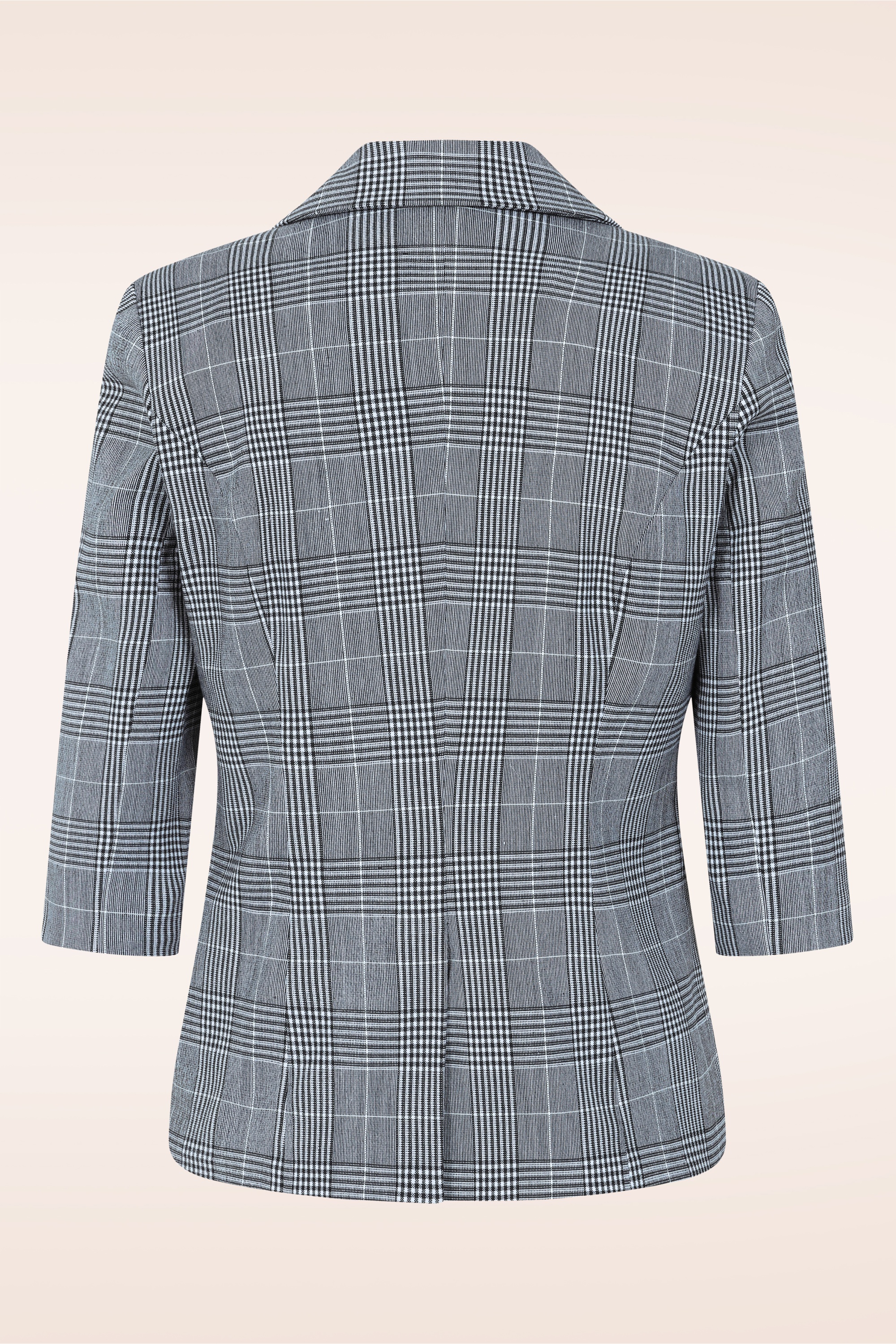 Glamour Bunny Business Babe - Topvintage exclusive ~ Alexis Check blazer in zwart en wit 4