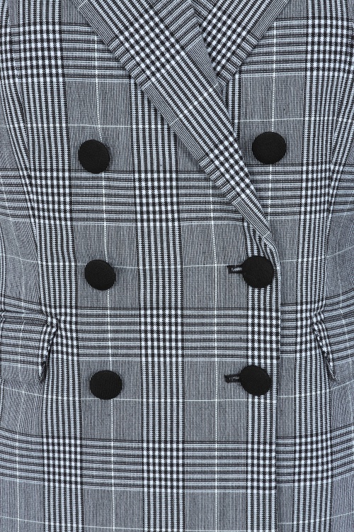 Glamour Bunny Business Babe - Topvintage exclusive ~ Alexis Check blazer in zwart en wit 3