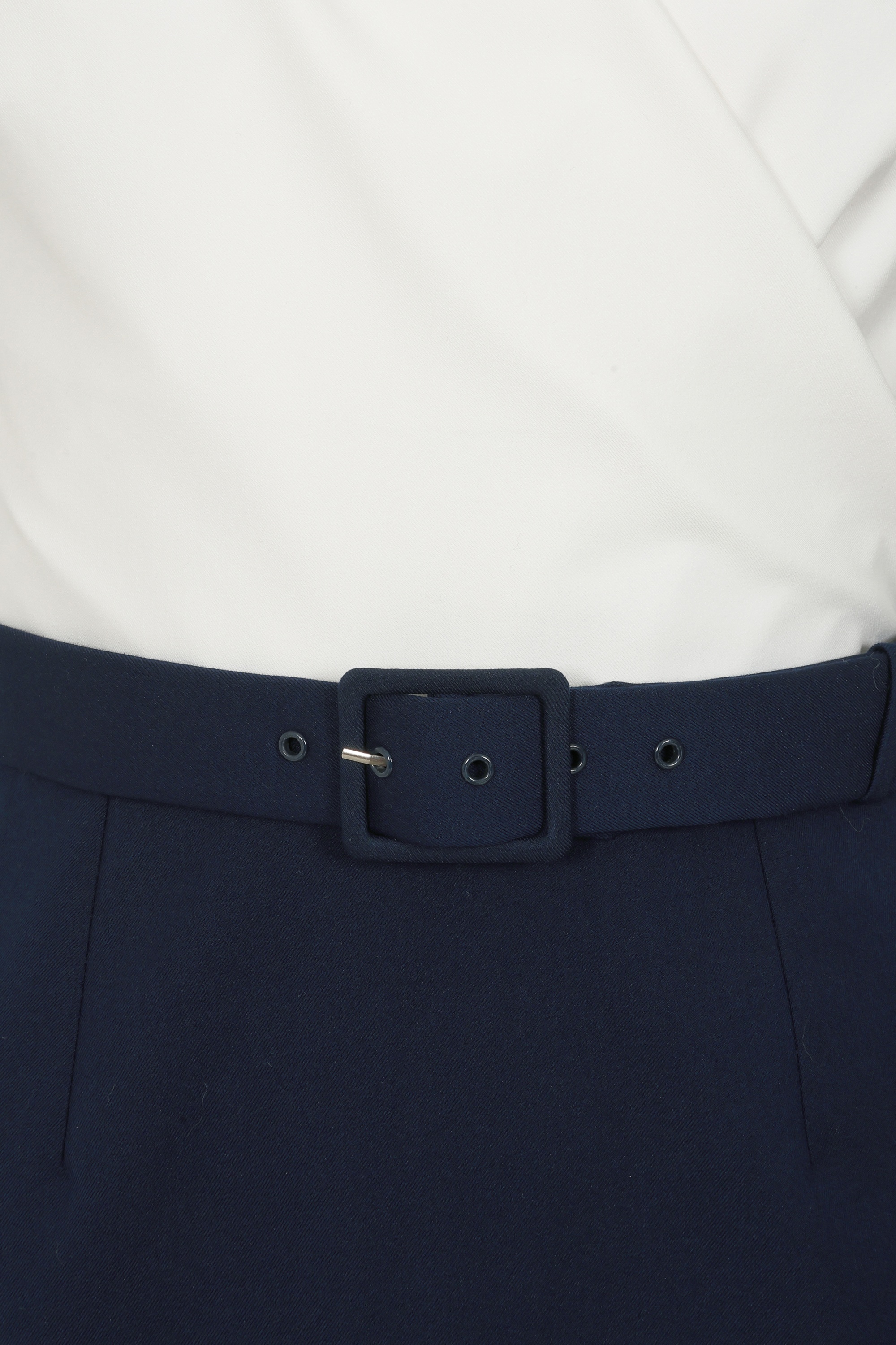 Glamour Bunny Business Babe - Topvintage exclusive ~ Nadine pencil jurk in wit en marineblauw 3