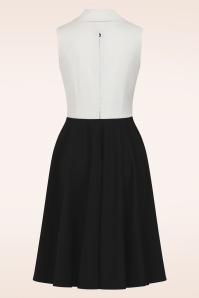 Glamour Bunny Business Babe - Topvintage exclusive ~ Camille blazer swing jurk in zwart en wit 5