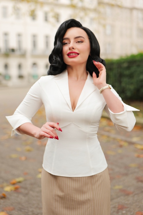 Glamour Bunny Business Babe - Dianne blouse in crispy wit