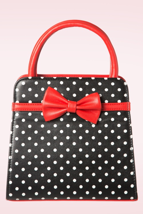 Banned Retro - Carla Polkadot handtas in zwart en rood