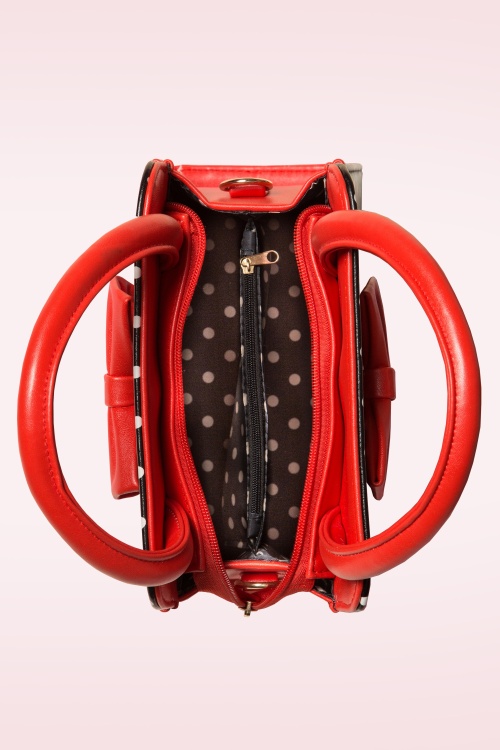 Banned Retro - Carla Polkadot handtas in zwart en rood 2