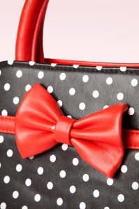 Banned Retro - Carla Polkadot handtas in zwart en rood 3