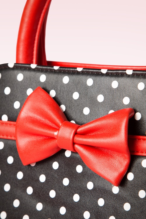 Banned Retro - Carla Polkadot handtas in zwart en rood 3