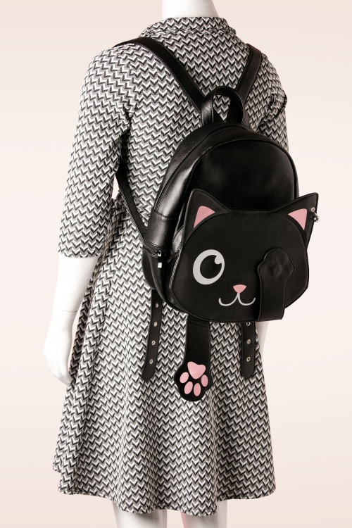 Banned Retro - Een kat met trucs rugzak in zwart 2