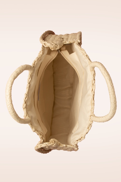 Banned Retro - Frederique ronde geweven tas in naturel 2