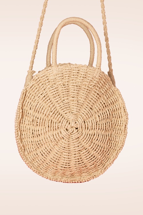 Banned Retro - Frederique ronde geweven tas in naturel