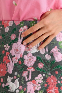 Louche - Aubin Fairytale Jacquard mini rok in grijs en roze 2