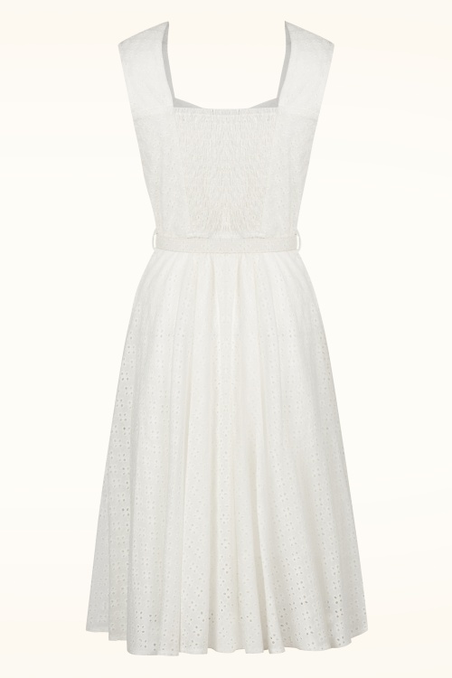 Topvintage Boutique Collection - Topvintage Exclusive ~ Gabriella broderie anglaise swing jurk in wit 5