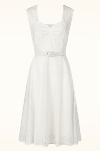 Topvintage Boutique Collection - Topvintage Exclusive ~ Gabriella broderie anglaise swing jurk in wit 2