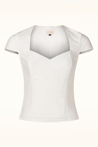 Topvintage Boutique Collection - Topvintage Exclusive ~ Giulia broderie anglaise top in wit 2