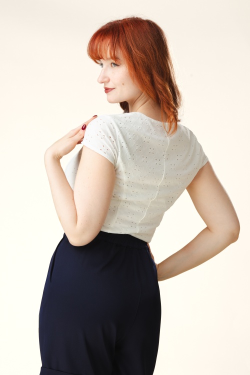 Topvintage Boutique Collection - Topvintage Exclusive ~ Giulia broderie anglaise top in wit 3