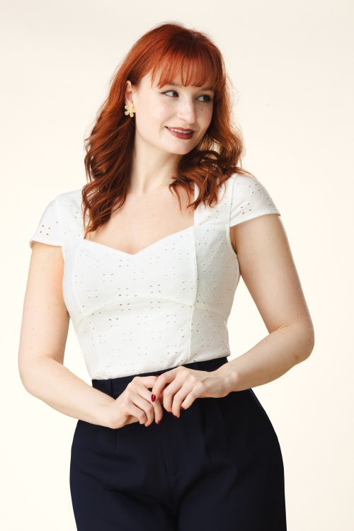 Topvintage Boutique Collection - Topvintage Exclusive ~ Giulia broderie anglaise top in wit