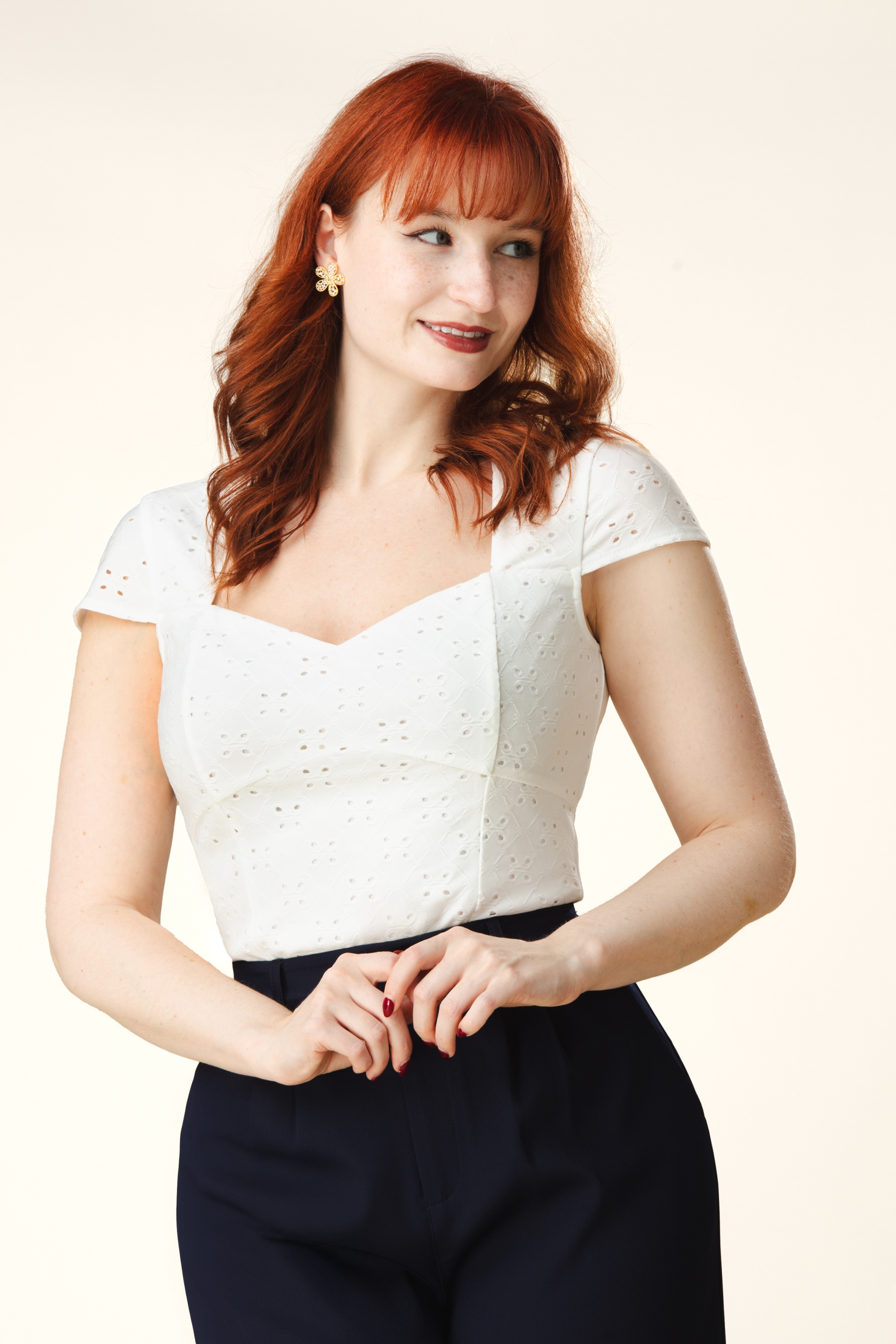 Topvintage Boutique Collection - Topvintage Exclusive ~ Giulia broderie anglaise top in wit
