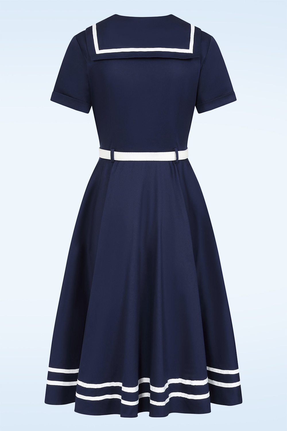 Banned Retro - Ambra Nautical swing jurk in marineblauw 5