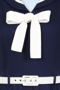 Banned Retro - Ambra Nautical swing jurk in marineblauw 4